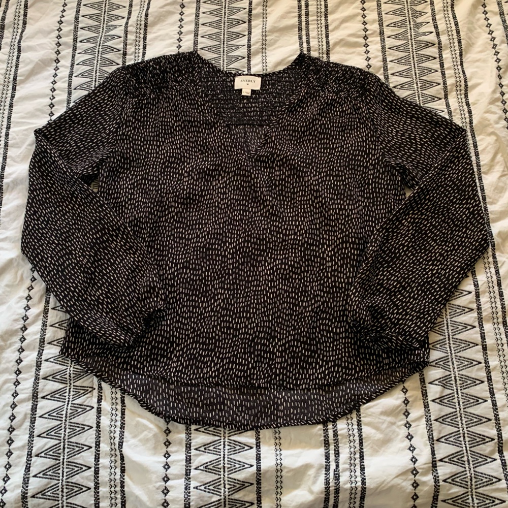 Everly | Black & Cream Printed Blouse Size Small